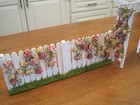 2 Rose Covered Long Fence Sections & Arbor 1:12 dollhouse mini Handmade OOAK — photo 2