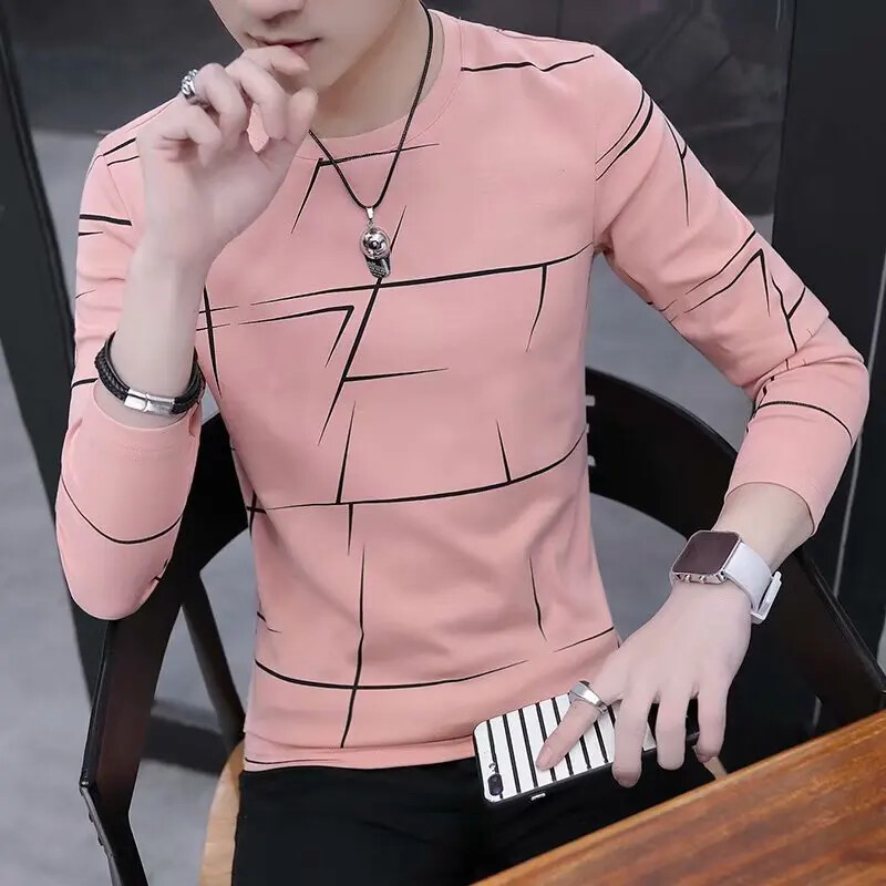 Camisa De Manga Larga Moda Casual Primavera Otoño Camiseta Estampada Para Hombre