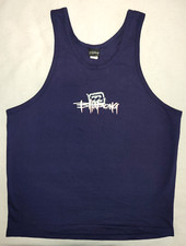 BILLABONG AUSTRALIA CANOTTA LOGO STAMPA SBUFFO CAMICIA MARINA SURF VINTAGE Y2K XL