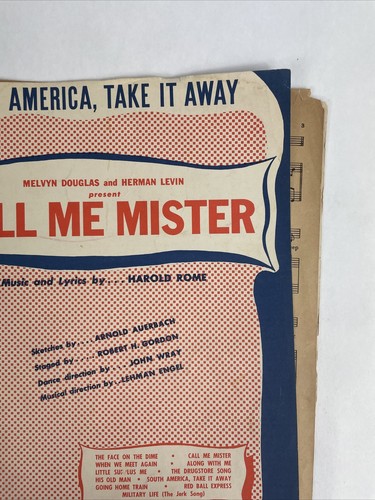 Vintage Sheet Music: Call Me Mister South America Take It Away 1946 - Picture 4 of 11