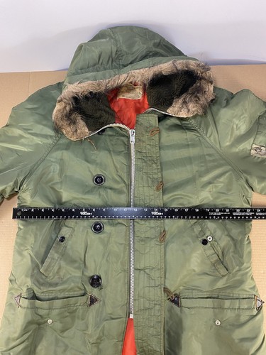 Vintage Mens M Military Flying Mans Snorkel Parka Hooded Jacket Nylon Green Coat - Picture 7 of 11