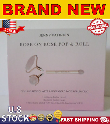 Jenny Patinkin  Rose on Rose Pop & Roll Dermar Roller Genuine Rose Quartz NEW