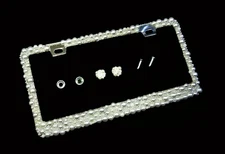 3D  Big white pearls license plate frames covers with screw caps handmade bling