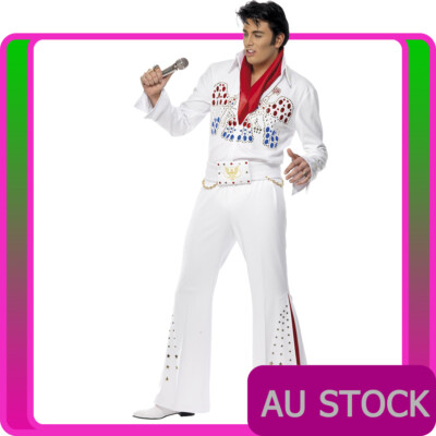Mens Elvis Presley Red White Flare Licensed Costume Rock and