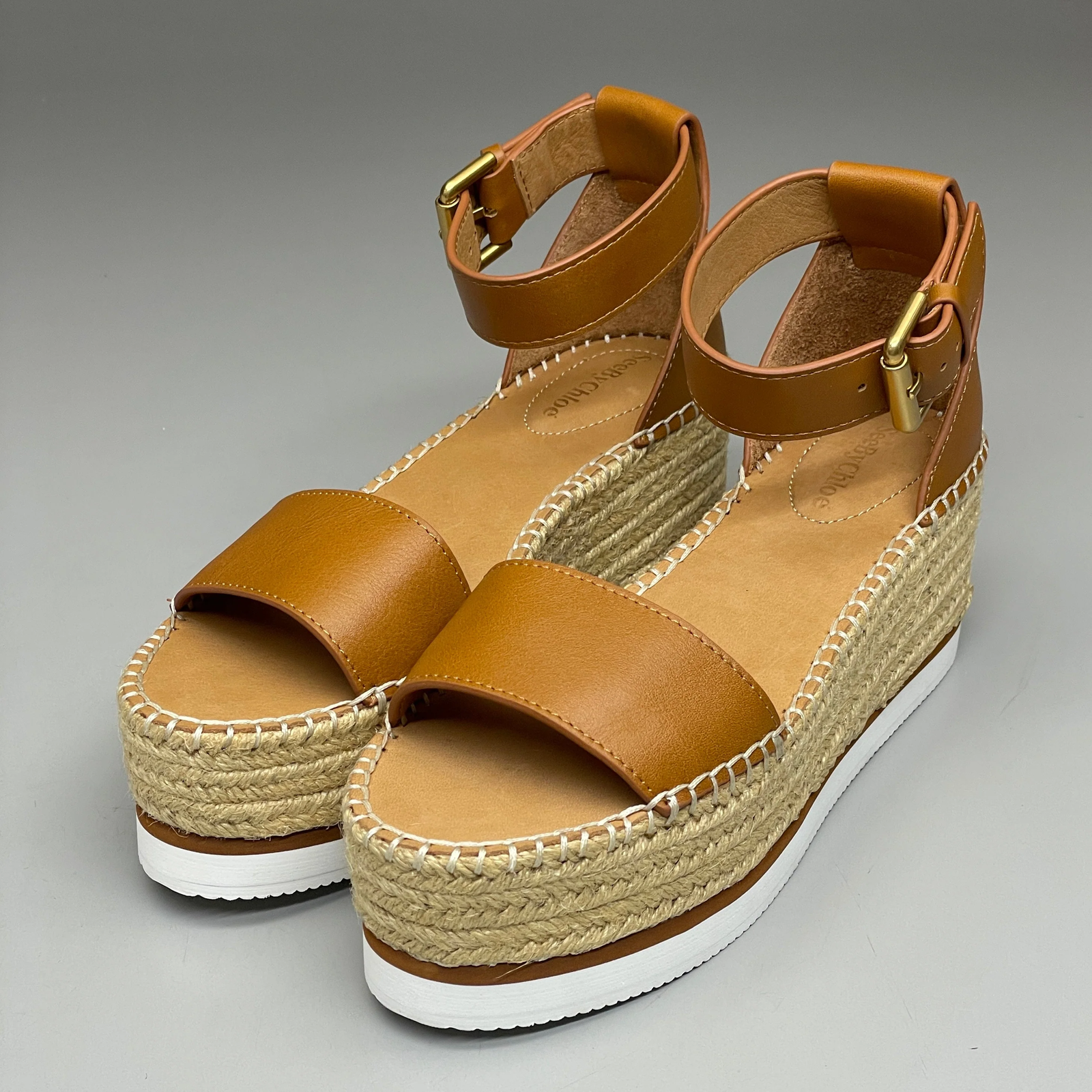 APL Sandali SEE BY CHLOÉ Glyn polpaccio espadrilla plateau marrone chiaro donna taglia 9 EU 39 SB3220