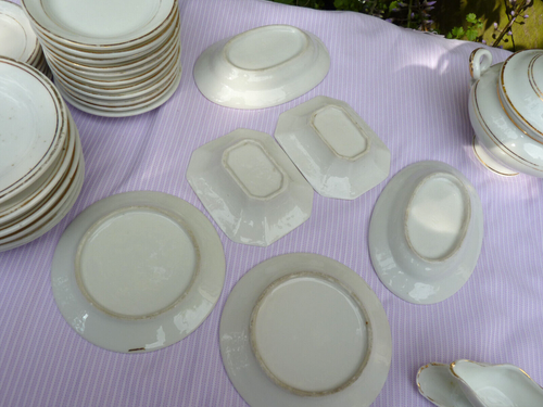 Antique Miniature Dinner Set Service Childs Gilt Trim Porcelain 33 pieces - Picture 16 of 24