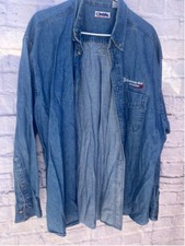 Men's Blue Denim Button-Up work Shirt Size XL