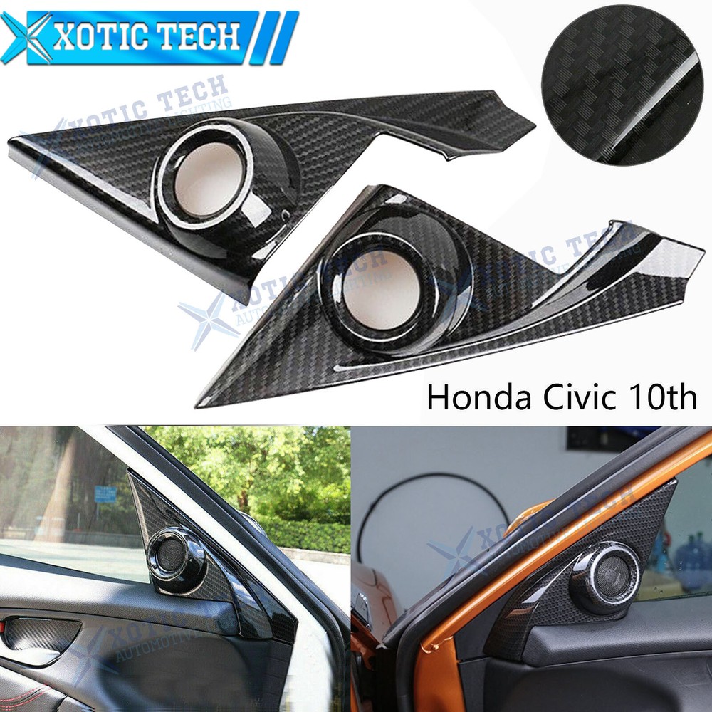 Carbon Fiber Style Car Door Stereo Speaker Cover For 10th Honda Civic 2016-2021
