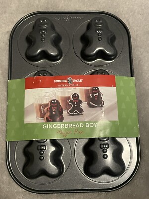 Nordic Ware Gingerbread Boy Muffin Pan Nonstick Easy Clean