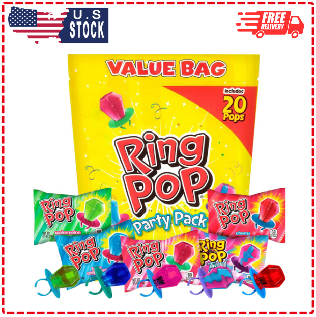 Ring Pop Halloween Bulk Candy - 20ct Individually Wrapped Assorted Lollipops