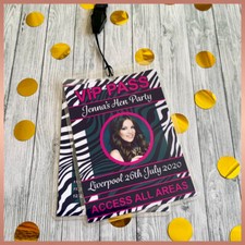 Personalised ZEBRA Print Photo VIP Pass Lanyard + Badge Hen Night Birthday Party