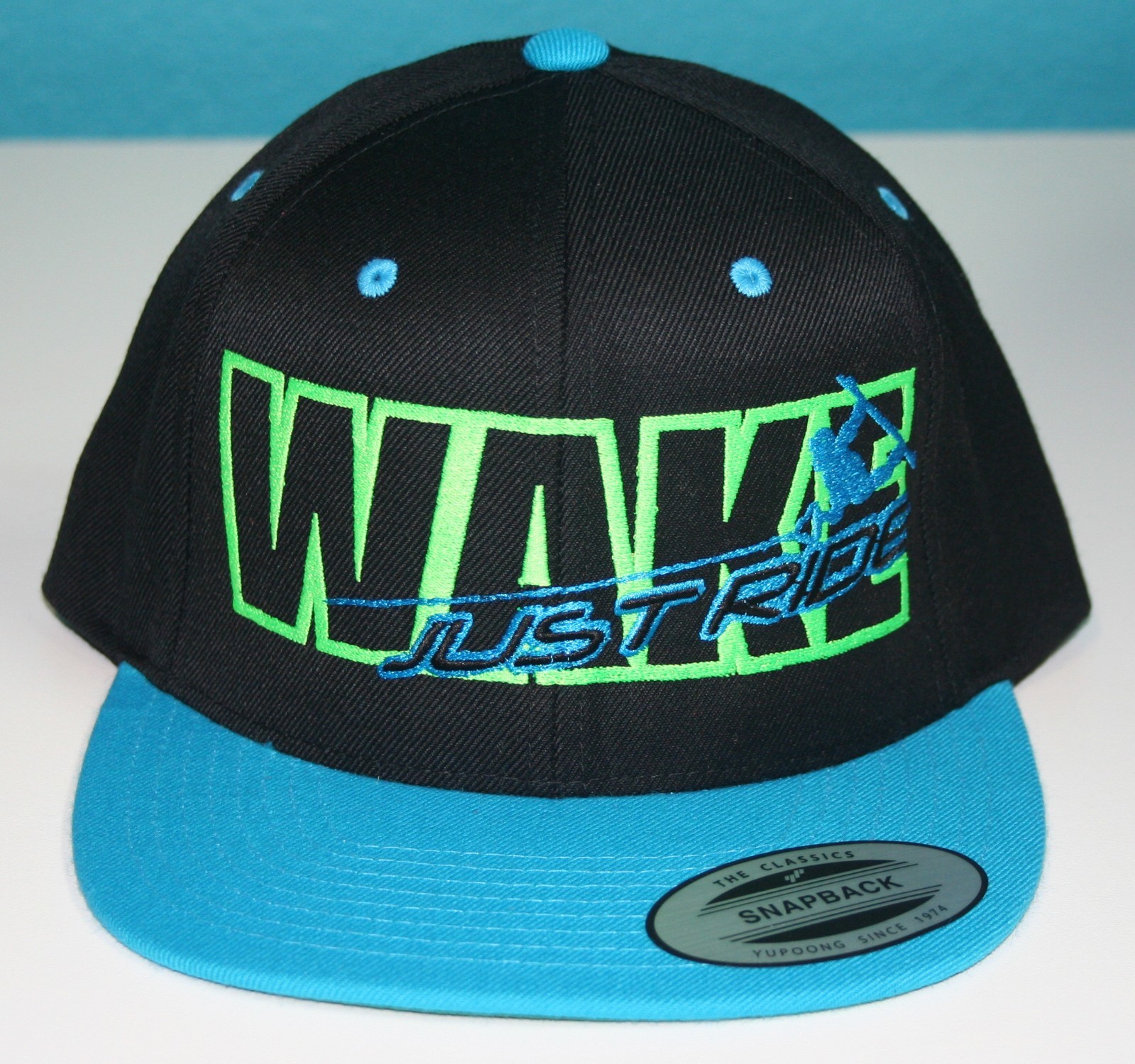 WAKEBOARD HAT JUST RIDE CAP FLAT BILL SNAPBACK TRUCKER TEAL LIME eBay