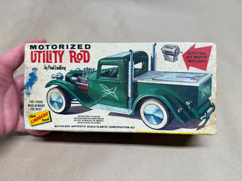 VINTAGE Lindberg Motorized Utility Rod Kit ORIGINAL BOX ONLY 648M:100 1932 Ford