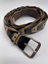 Vintage Laced Leather Belt North & Judd Buckle Tan 32