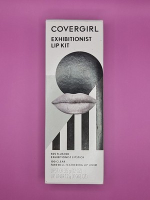 NEW CoverGirl Exhibitionist Kit w/ 505 Flushed Lipstick & 100 Clear Lip Liner