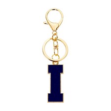Initial Letter Keychain, Alphabet Letter A-Z Keyring, Blue I 