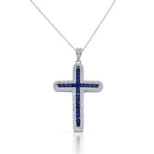 Women's Silver Cross Embellished Crystal Stone Necklace. Ref-BDC141/8C