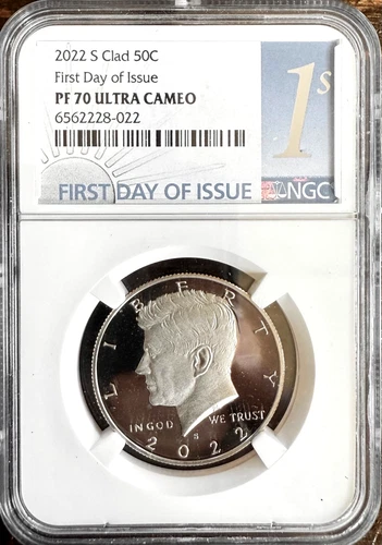 2022 S Clad 50C First Day of Issue PF 70 ULTRA CAMEO Half Dollar