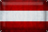 Schild Blech 30X20Cm - Made In Germany - Flagge ÖSterreich Fahne Metall Deko Ble