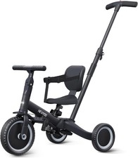 5 in 1 Toddler Tricycle Balance Bike Push Trike w Handle 1-3 Years Black