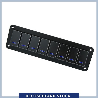 8 Gang Rocker Kippschalter Panel Wasserdicht DC 12V 24V Blaue LED für Auto
