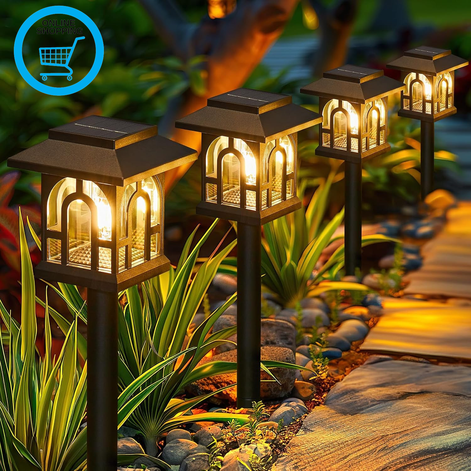 Solar Lights Outdoor Garden, 6 Pack Garden Lights Solar Powered Waterproof with