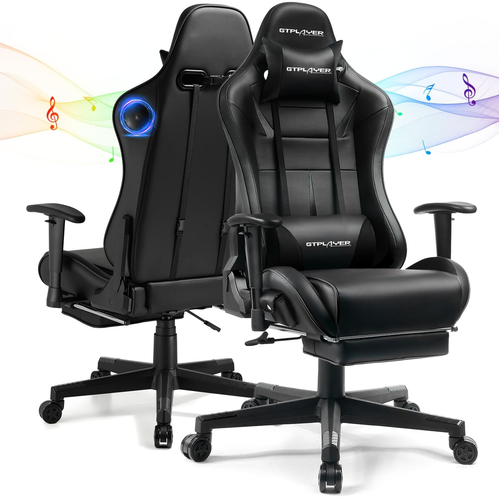 GTPLAYER Gaming Chair with Speakers, Video Game Chairs GTRacing (Black)