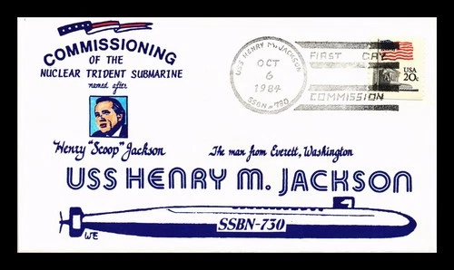 US COVER USS HENRY M JACKSON SSBN-730 FIRST DAY COMMISSION NAVAL CANCEL
