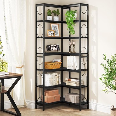 7-Tier Corner Shelf, Industrial Etagere Bookshelf Bookcase with Display Storage