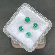 4 Pcs Natural Colombian Emerald 3.8-4.2mm Round Diamond Cut Untreated Gemstones