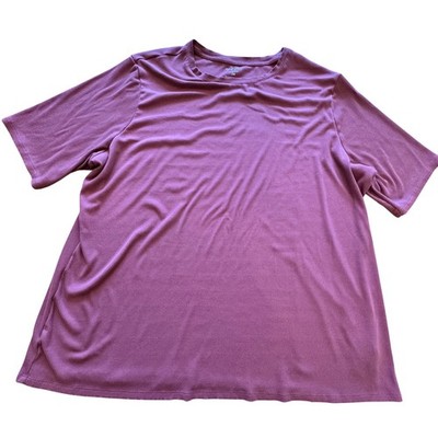 Nine West Ribbed Knit Short Sleeve Top Women 3X Mauve Stretch Soft Spun Capsule