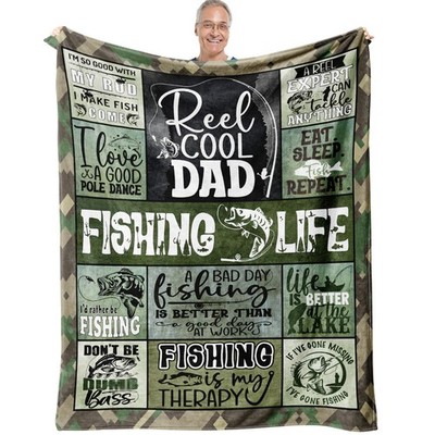 Fishing Gifts Dad Fathers Day Throw Blanket Green Fleece Best Dad Gift Idea