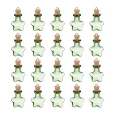 20 Pcs Small Star Mini Glass Bottles Jars with Cork Stopper Eye Screw, Green