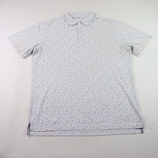 Johnnie-O Polo Shirt Men's Size Large White Blue Short Sleeve Causal Adult READ