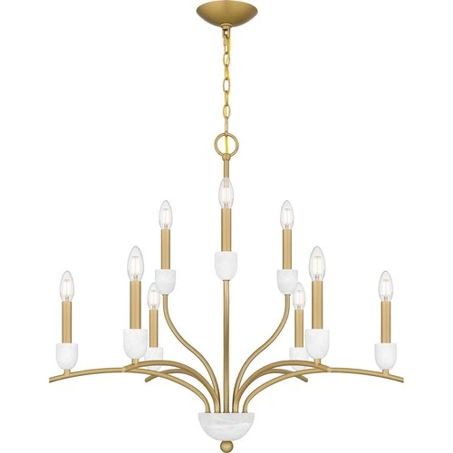 Aged Brass Nine Light Chandelier from the Frida Collection - Picture 3 of 6