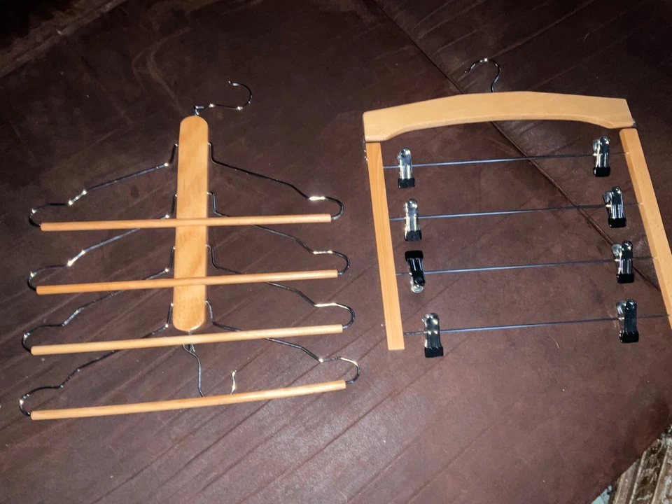 4 fach Hosenbügel / Rockbügel Holz Set mit 2 Stück