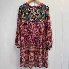 Unbranded Womens Boho Paisley Cottage Floral Dress Size L Hippie Feminine Hippie
