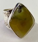 HSN Jay King Sterling Silver Namibian Yellowish Green Goddess Opal Ring Size 6 — photo 3