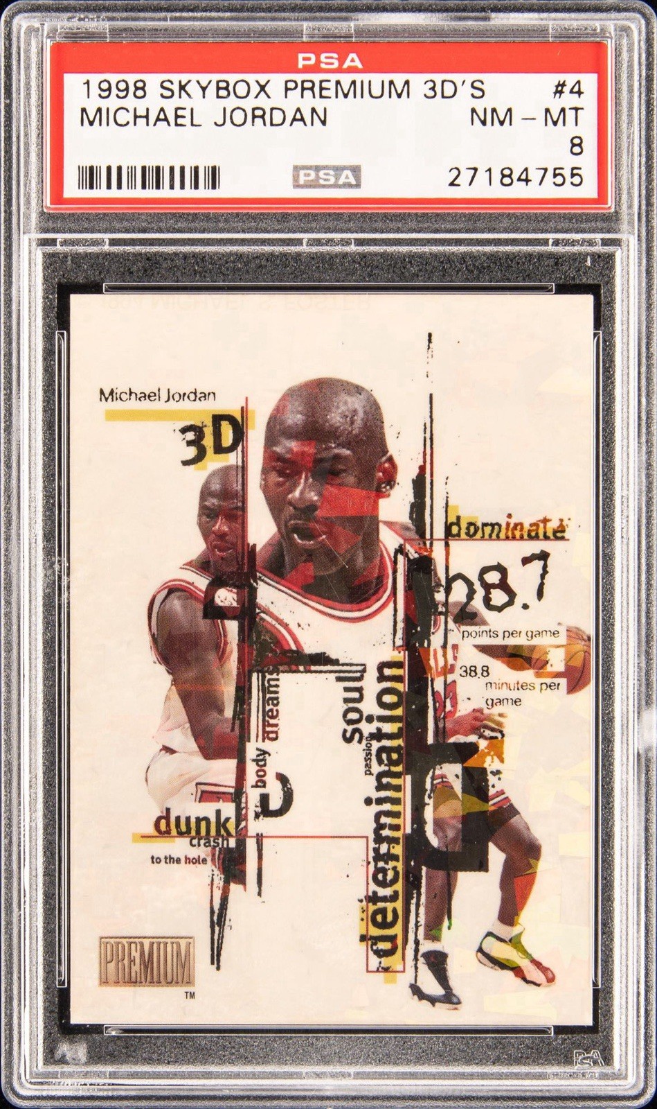 1998-99 Skybox Premium 3D's #4 Michael Jordan Chicago Bulls HOF PSA 8 NM-MT RARE