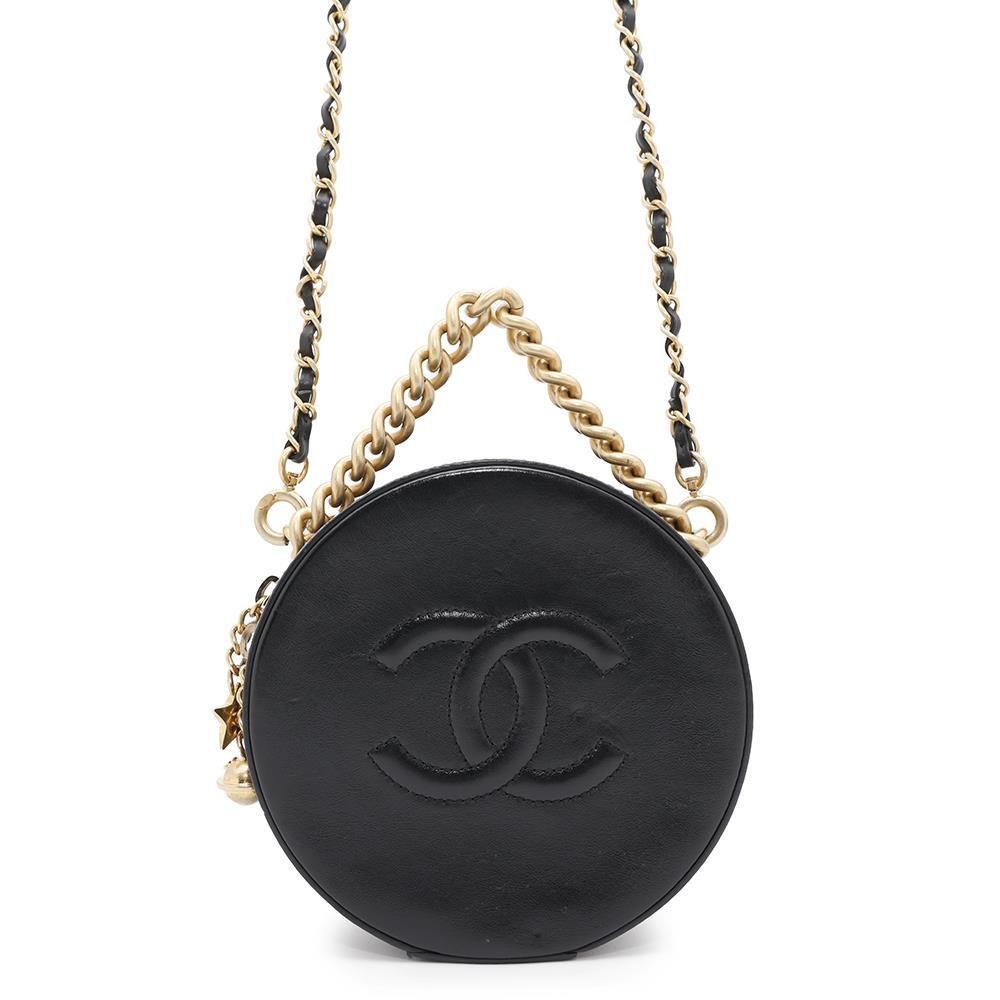 CHANEL Black Round Leather Chain Shoulder Bag A91946