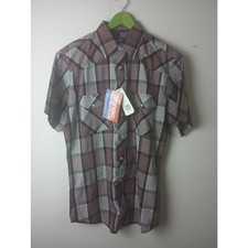 Wrangler Plaid Western Pearl Snap Shirt Gray Red Black Size Medium NWT