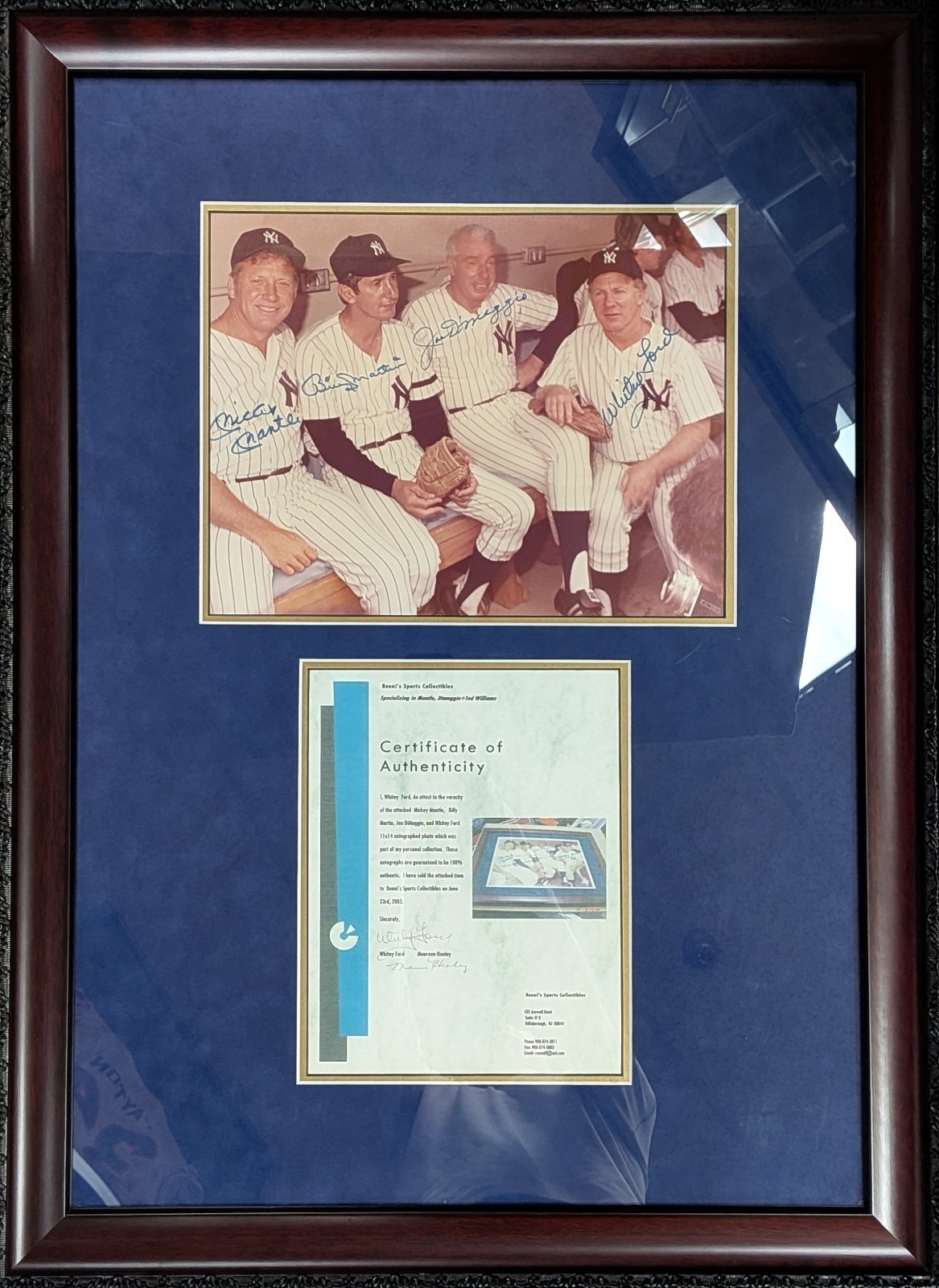 Joe DiMaggio Autographed Signed New York Yankees Mickey Mantle, , Martin, Ford 11"x 14" Photo 