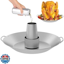 BQMAX Beer Can Chicken Holder with Turkey Roasting Pan, Vertical Bracket Beer