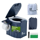 Hillington Portable Camping Toilet Foldable with Padded Seat Bags Kit Blue 150kg
