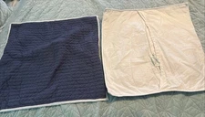 CRATE & BARREL Blue Quilted Cotton Euro Square 26x26 Accent Pillow Shams Qty 2