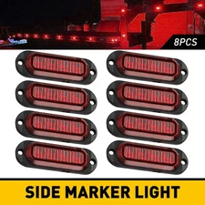USA Universal 8X Red 4-LED Side Marker Lights Clearance Indicator Oval Lamps New