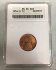 1954-S Lincoln Wheat Cent Anacs Graded Soapbox MS 65 Red