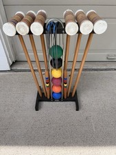 Vintage Forster Croquet Set Complete 6-Player w/ Stand Mallets Balls Wickets USA
