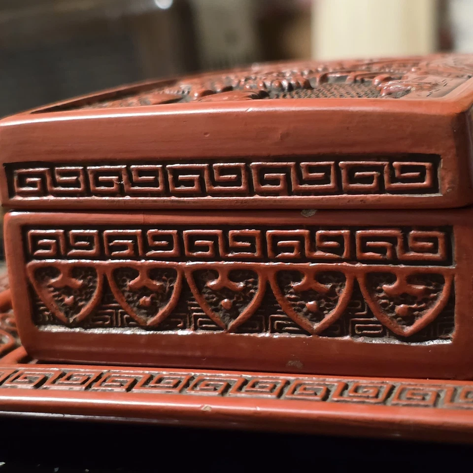 Japanese Red Cinnabar Tsuishu Handcarved Lacquer Box Meiji Period 1868-1912 - Image 3 of 4