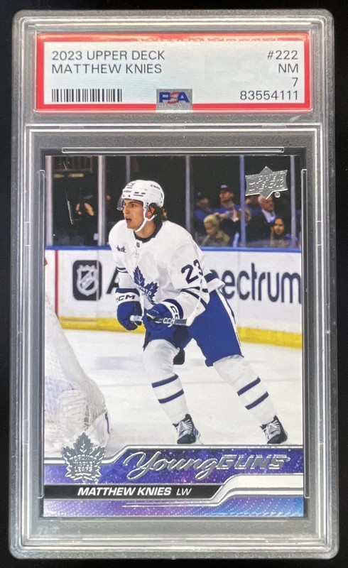 2023-24 Upper Deck #222 Matthew Knies Young Guns RC PSA 7